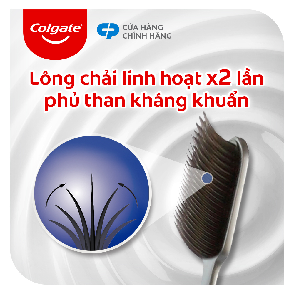 Bộ 2 bàn chải Colgate Slimsoft Flex Clean Charcoal nguyên khối than hoạt tính kháng khuẩn