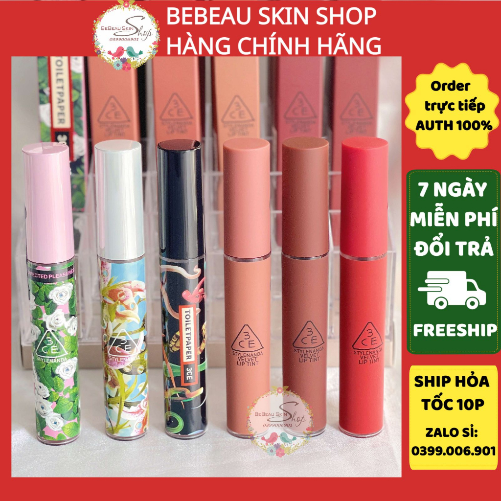 Son kem 3CE Velvet Lip Tint [ BEBEAU ] Son Kem Lì 3CE Mịn Màng Như Nhung Definiton Bitter Hour Walk n talk Taupe Child