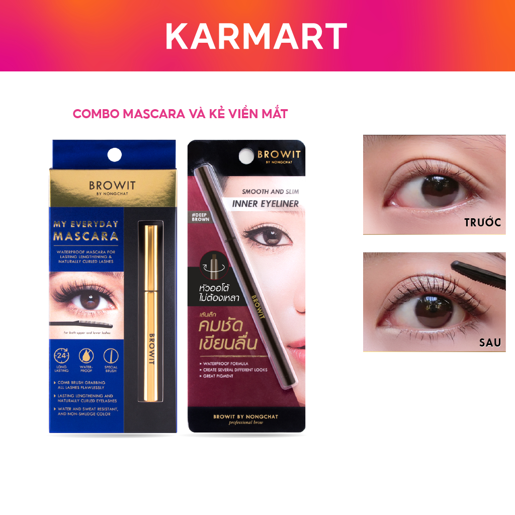 [Mã SGMST15K giảm đến 15K đơn 99K] Combo Mascara My Everyday và Kẻ viền mắt Smooth & Slim #Deep Brown