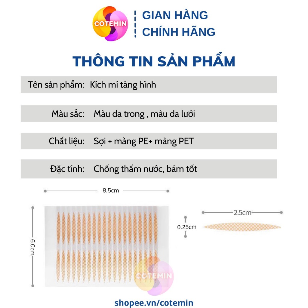 Miếng Dán Kích Mí Vân Lưới Và Trong Suốt Cho Hai Mí Đẹp Tự Nhiên COTEMIN