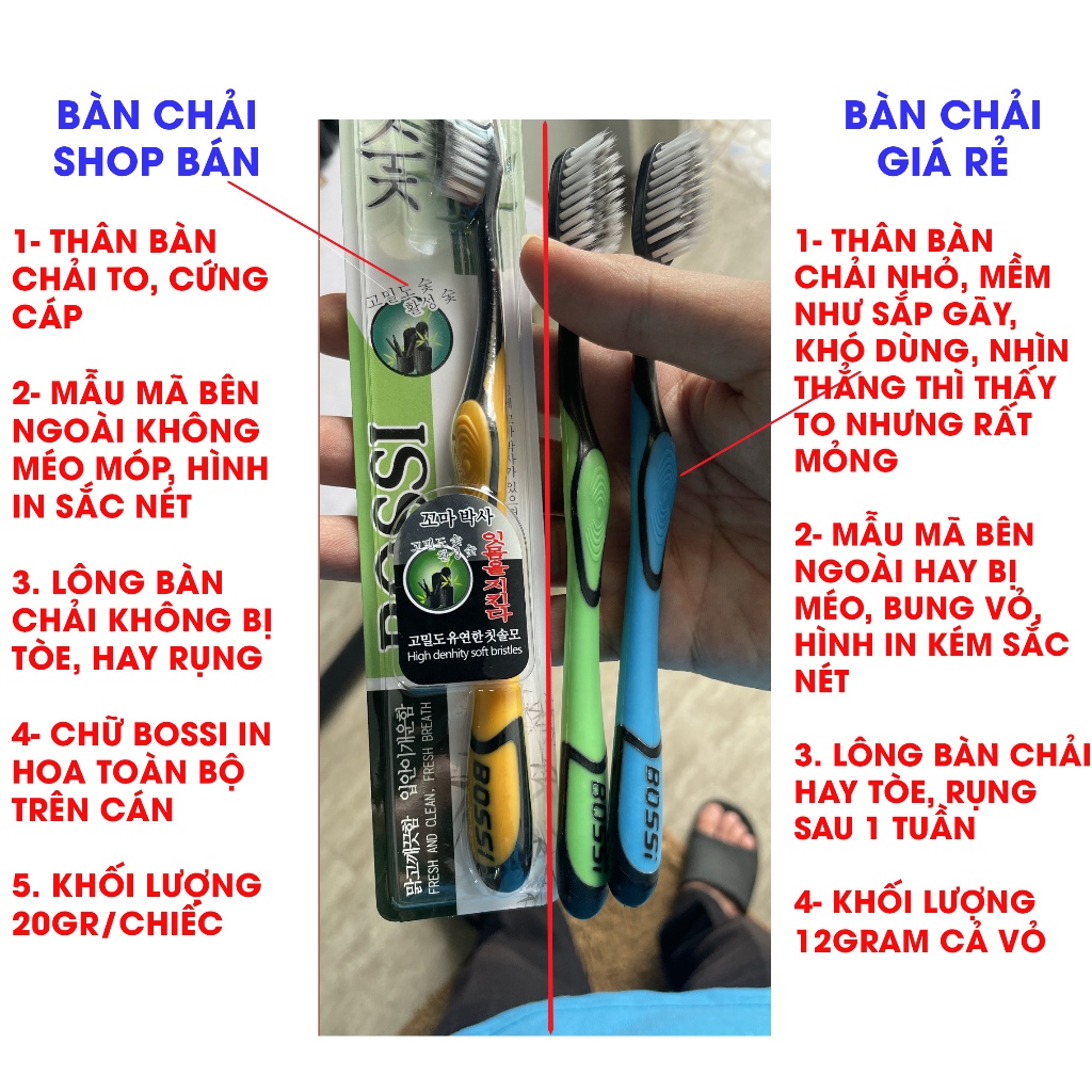 Bàn chải đánh răng than tre hoạt tính Hàn Quốc BOSSI 921 hàng loại 1- kho sỉ mb