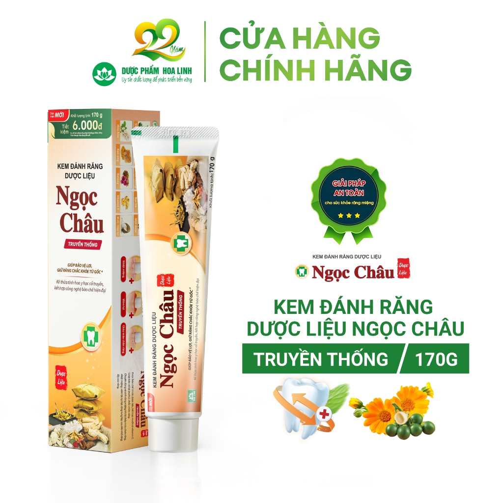 Kem đánh răng dược liệu Ngọc Châu Truyền thống 170g