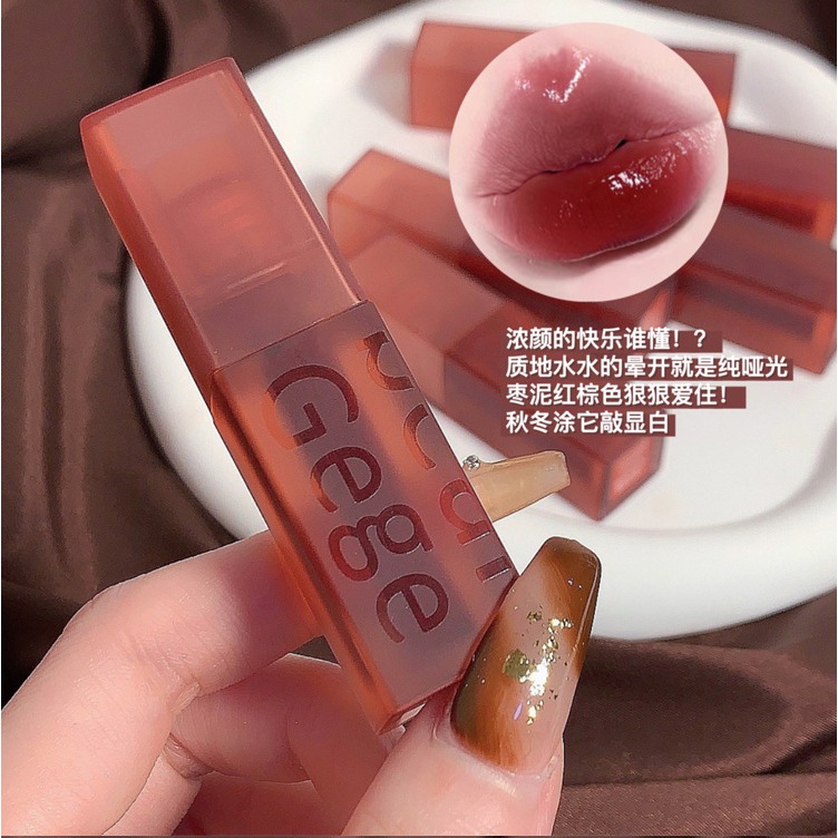 (Bán Buôn Sỉ) Son Kem Lì Gege Bear Tone Màu Hổ Phách Nhung Lỳ Tạo Hiệu Ứng Sương Đỏ Nâu Cam Đất Cực Xinh GegeBear Son2