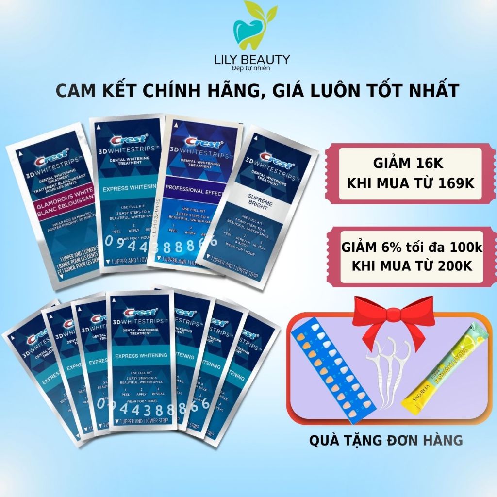 Miếng dán trắng răng Crest Professional Effects Combo 7 gói – Giúp răng trắng sáng tự nhiên