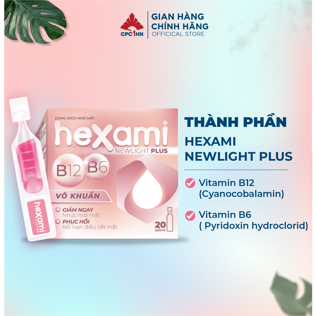 Dung dịch nhỏ mắt Hexami Newlight Plus giảm mỏi điều tiết mắt Hộp 20 Ống