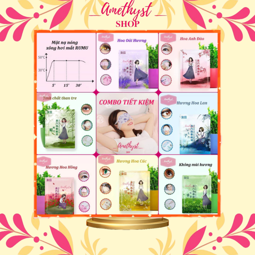 COMBO 20 Miếng Mặt Nạ Mắt RUUMUU Chườm Nóng Heating Eyes Mask – Chống Mỏi Mắt, Thư Giãn Tối Đa