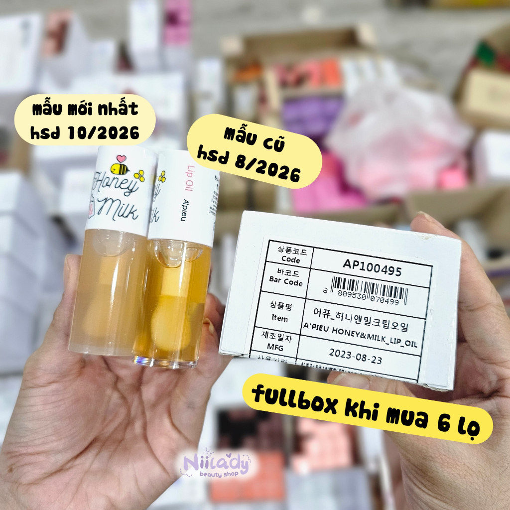 (HSD 2026) Dầu dưỡng môi Apieu Honey & Milk Lip Oil