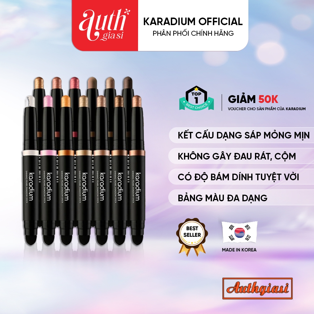 Phấn mắt nhũ KARADIUM Shining Pearl Shadow Stick 2 đầu dạng thỏi vặn kèm cọ