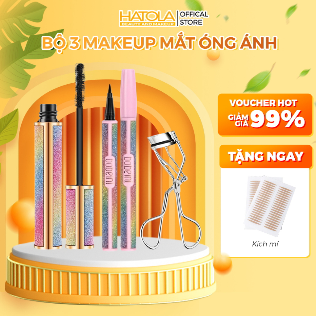 Bộ trang điểm mắt BOBEINI cuốn hút, Chuốt mi, Mascara, Kẻ mắt chống nước sợi mảnh siêu tiện lợi gọn nhẹ Hatola