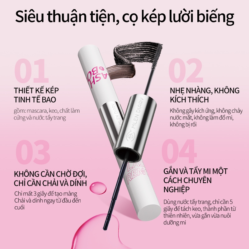 Mlen Diary Keo 2 Đầu Mascara 4in1 kết hợp dung dịch tẩy keo, thiết kế tiện lợi (619_S)