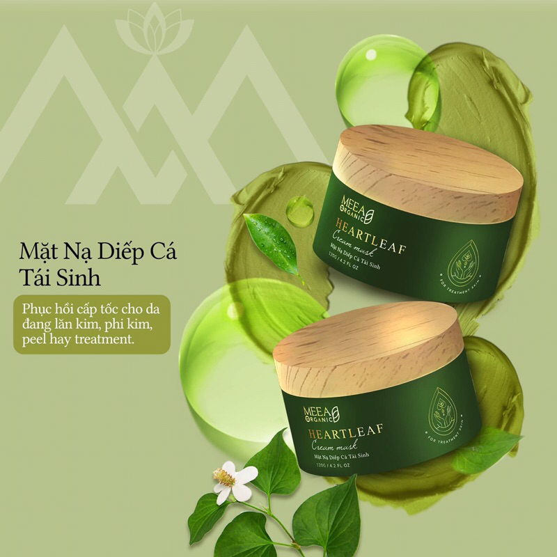 Mặt nạ diếp cá tái sinh MEEA ORGANIC, Mask diếp cá dưỡng trắng da se khít lỗ chân lông 120g