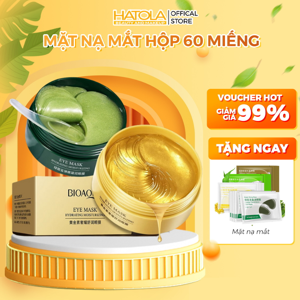 Hộp mặt nạ mắt 60 miếng giảm quầng thâm cấp ẩm chống lão hóa sáng da dưỡng ẩm Hatola