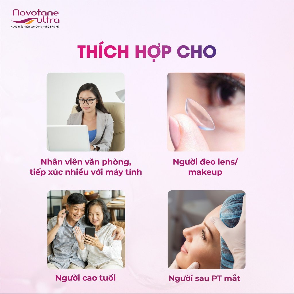 Nước Mắt Nhân Tạo Dưỡng Ẩm Mắt Hàng Ngày Novotane Ultra 5ml, Giảm Khô Mắt, Mỏi mắt, Mờ Mắt