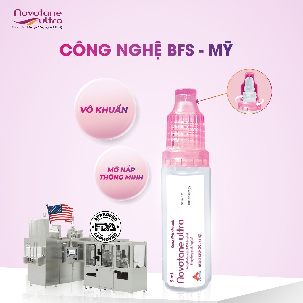 Nước Mắt Nhân Tạo Dưỡng Ẩm Mắt Hàng Ngày Novotane Ultra 5ml, Giảm Khô Mắt, Mỏi mắt, Mờ Mắt