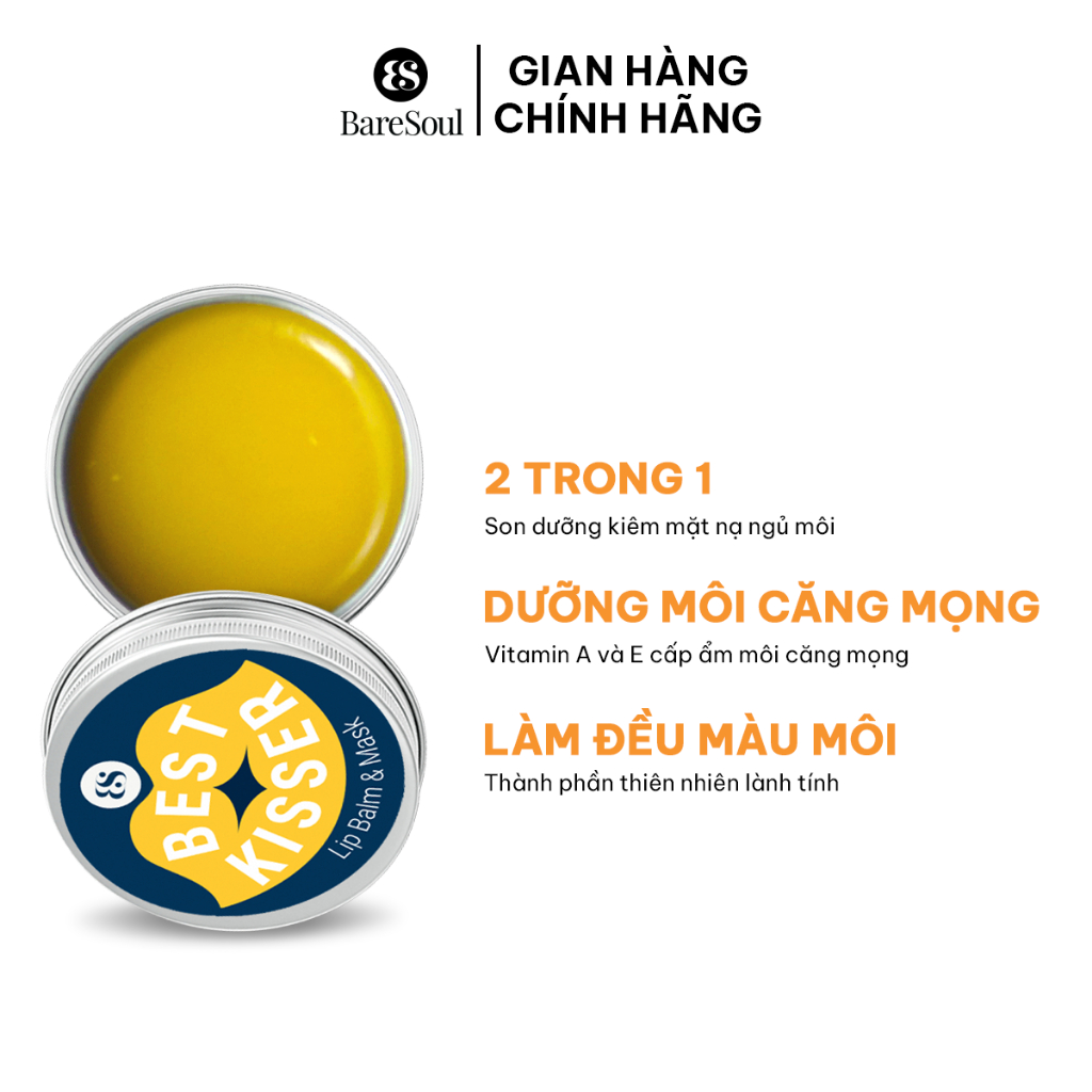 Bộ đôi giảm thâm môi, dưỡng ẩm căng mọng, làm hồng tự nhiên Baresoul Lip Balm & Mask 10g + Sweet Talker 20g