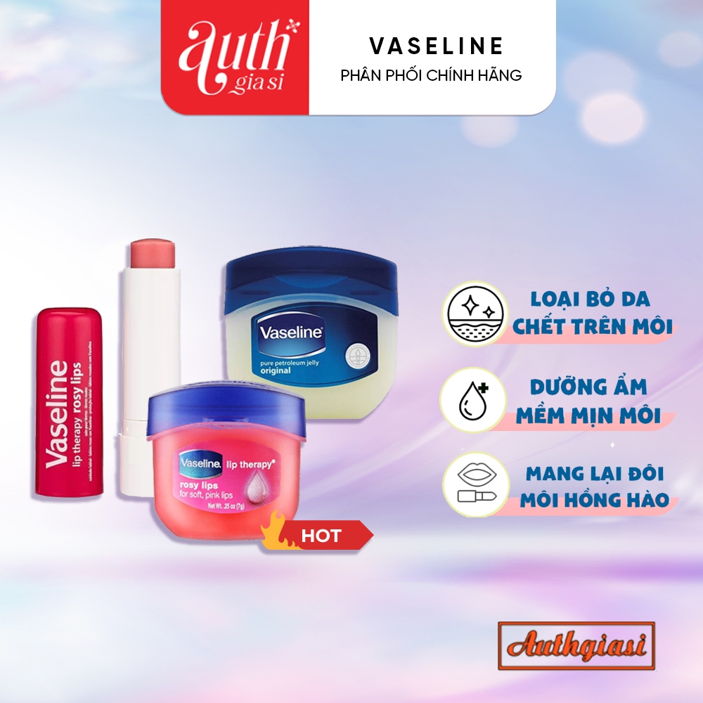 [CHÍNH HÃNG] Dưỡng môi Vaseline mềm mịn chống khô nứt và thâm môi dạng hũ và thỏi