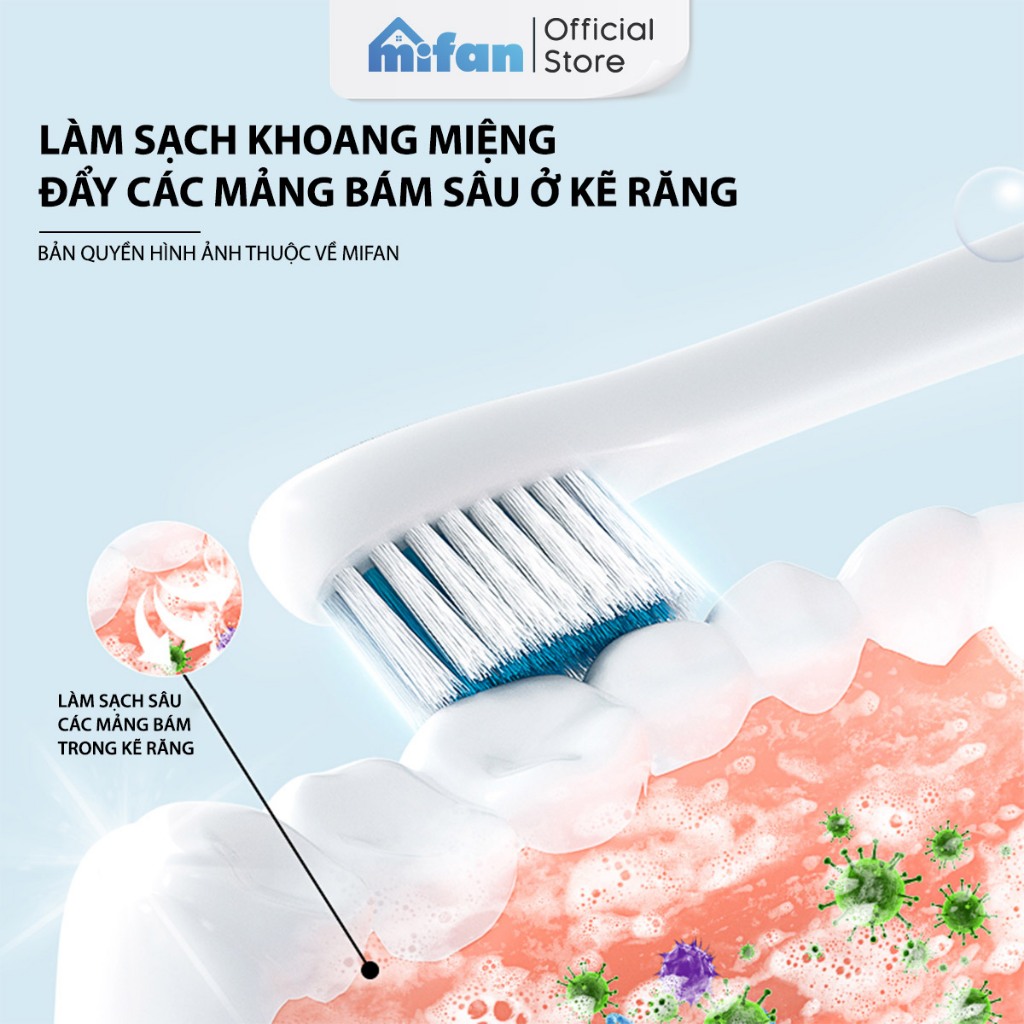 Bàn Chải Điện MIFAN Sonic X5 – Máy đánh răng sóng âm công nghệ Đức – Tặng kèm 3 đầu thay thế