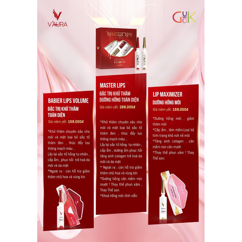 Bộ Tinh Chất Cấy Môi Vaura Babier Lips Volume V3 Master Lips -Khử Thâm Môi -Dưỡng Môi Hồng Vĩnh Viễn – Thay Thế Phun Xăm