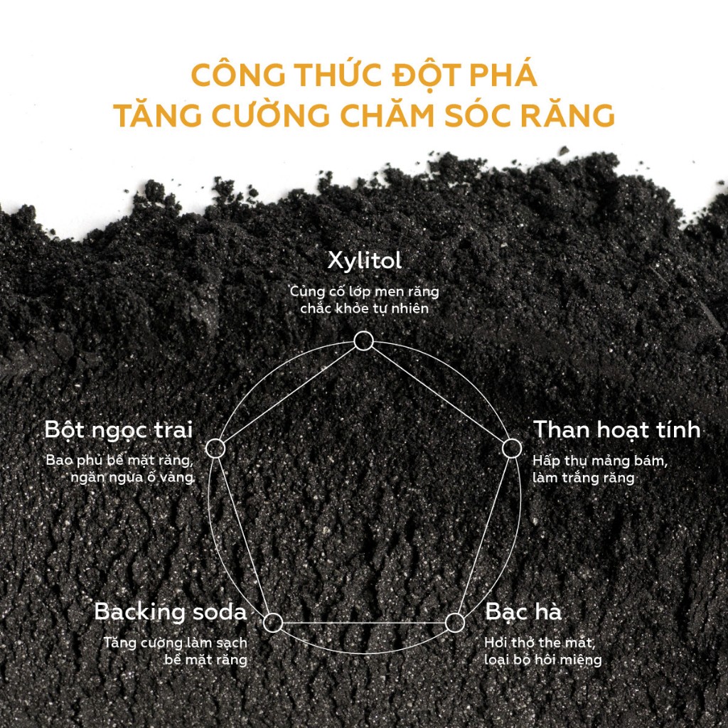 Trắng răng than Ngọc Trai UMIHA (30g) – Bột trắng răng thành phần Than hoạt tính, Canxi, Bột than tre