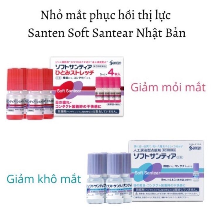 Nước nhỏ mắt Nhân Tạo Santen Soft Santear Nhật Bản 5ml, giảm mỏi mắt khô mắt