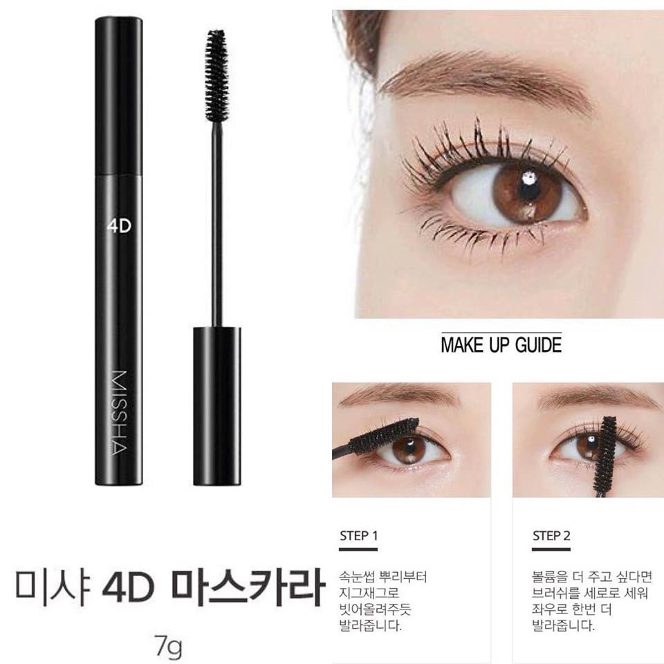 Mascara chuốt mi Missha 4D làm dày mi không lem chống trôi hiệu quả