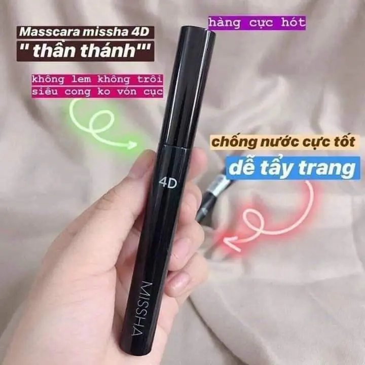 Mascara chuốt mi Missha 4D làm dày mi không lem chống trôi hiệu quả