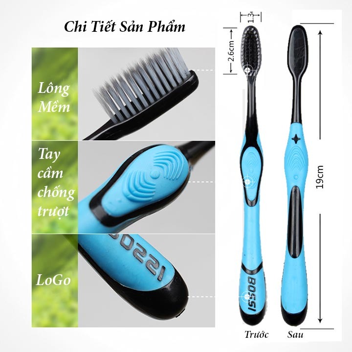 Bàn chải đánh răng than tre hoạt tính Hàn Quốc BOSSI 921 hàng loại 1- kho sỉ mb