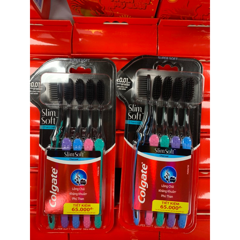 LỐC 5 BÀN CHẢI ĐÁNH RĂNG COLGATE CHARCOAL SIÊU MỀM MẢNH