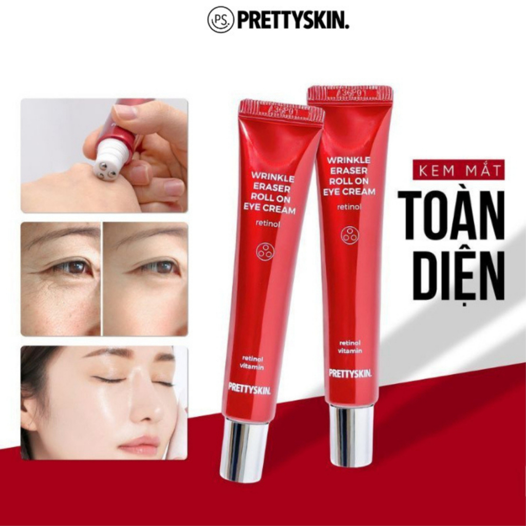 Kem dưỡng mắt Pretty Skin 30ml, kem mắt Retinol, giảm mờ thâm quầng mắt Prettyskin, cải thiện nếp nhăn