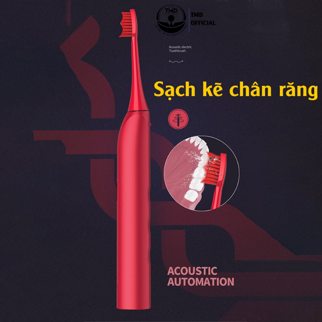 Bàn chải đánh răng điện Sonic TMD GROUP (Tặng 4 đầu chải) Loại bỏ mảng bám và vi khuẩn hiệu quả / Nhanh chóng, an toàn