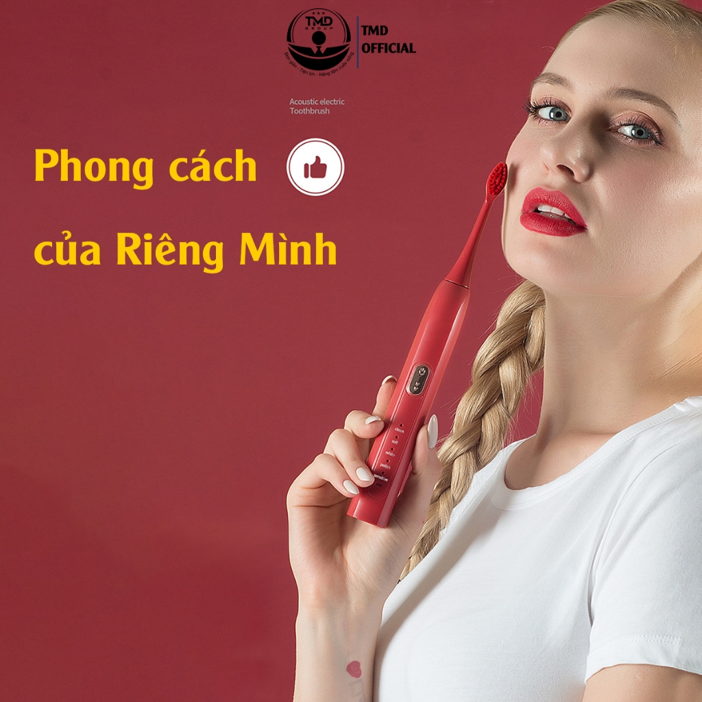 Bàn chải đánh răng điện Sonic TMD GROUP (Tặng 4 đầu chải) Loại bỏ mảng bám và vi khuẩn hiệu quả / Nhanh chóng, an toàn