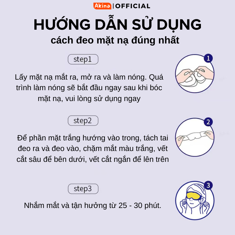 Mặt Nạ Mắt Akina Chườm Nóng Với Tinh Chất Thiên Nhiên Giúp Giảm Quầng Thâm