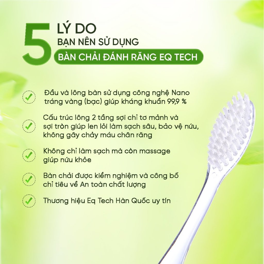 Bàn chải đánh răng CRYSTAL CLEAN EQ Tech chính hãng sợi tơ siêu mềm, khử mùi hôi miệng, bảo vệ nướu không bị chảy máu