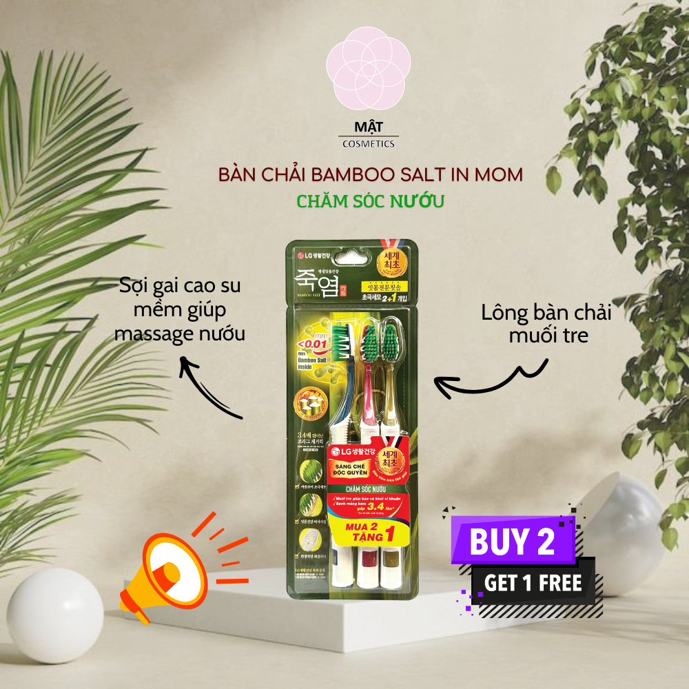 Bàn Chải Đánh Răng Bamboo Salt Shirinnee và In Mom Vỉ 2+1