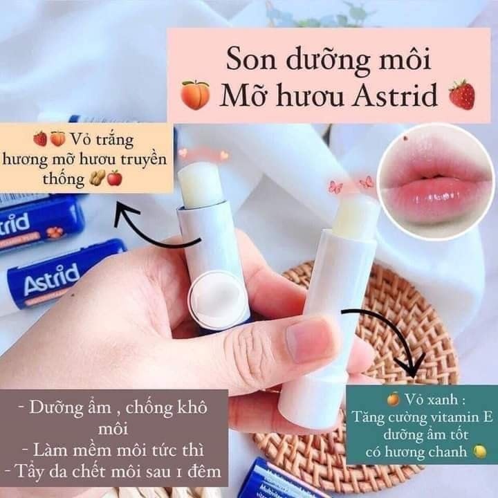 Son dưỡng mỡ hươu Astrid giúp dưỡng môi mềm và hồng hào (3.7g)