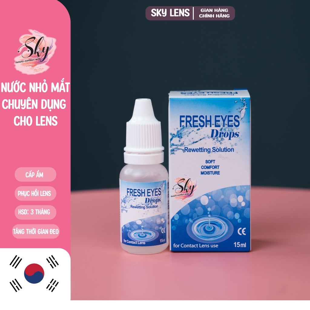 Nước nhỏ mắt chuyên dụng cho lens Sky Contact lens 15 ml ( nước mắt nhân tạo)