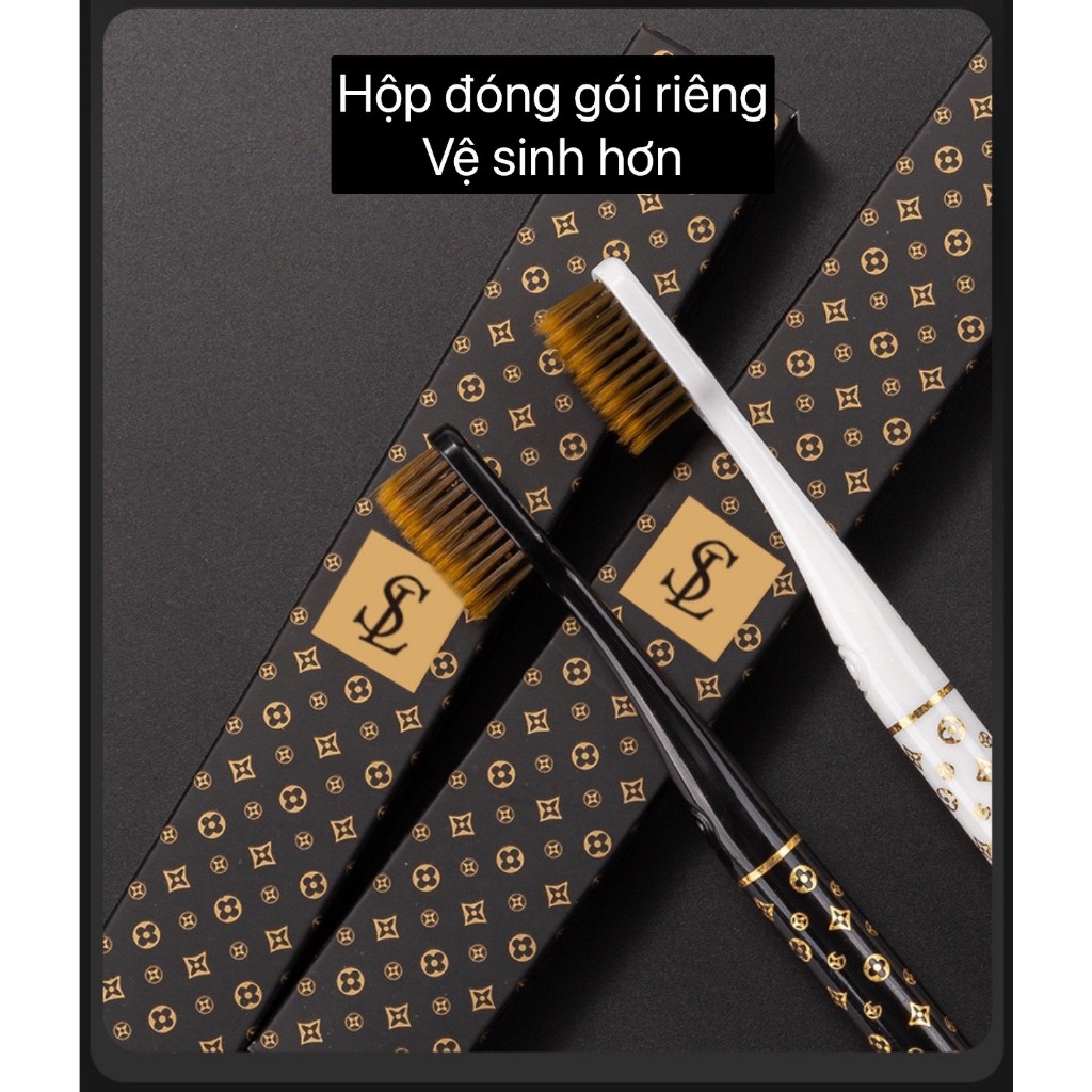 Combo Bộ 6 Bàn Chải Đánh Răng Lông Tơ Mềm Mại Hoạ Tiết L.V Kèm Hộp Fullbox Sang Chảnh , Bảo Vệ Răng Miệng