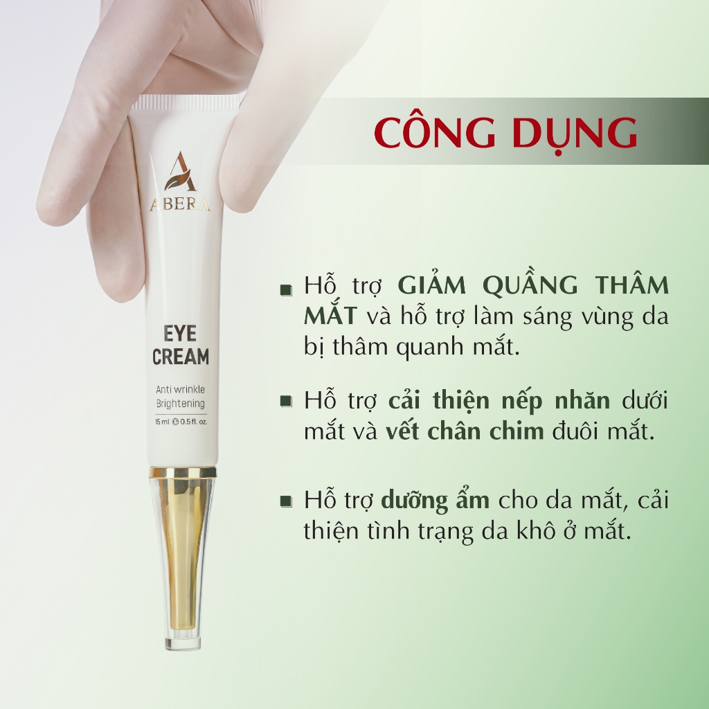 Kem Mắt Abera 15ml – Hỗ Trợ Cải Thiện Quầng Thâm Mắt – Tặng Kèm 01 Máy Massage Mắt