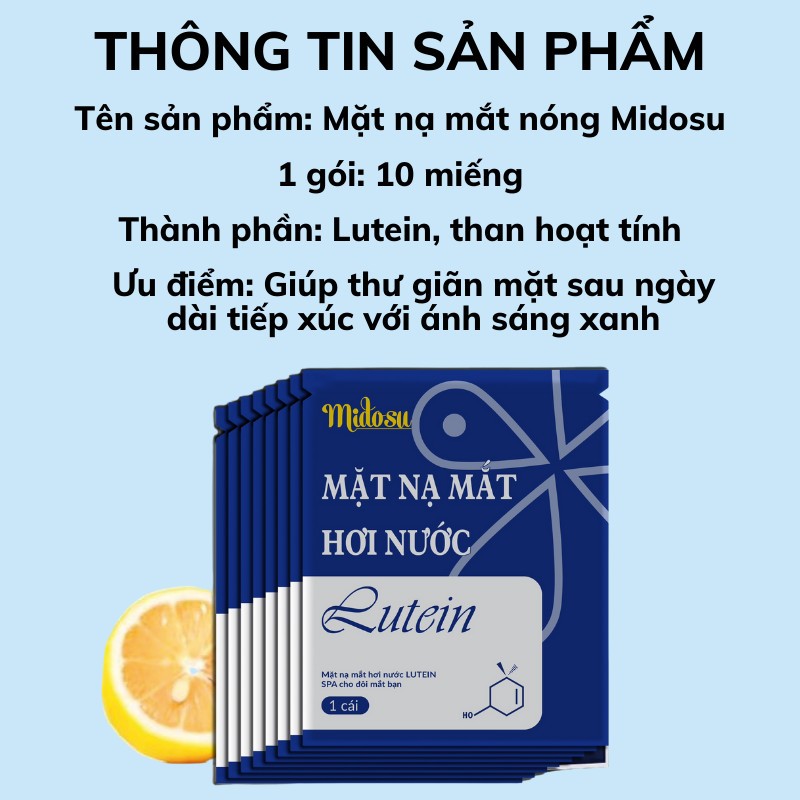 Mặt Nạ Mắt Nóng Midosu Chứa Thành Phần Tự Nhiên Than Hoạt Tính Và Lutein