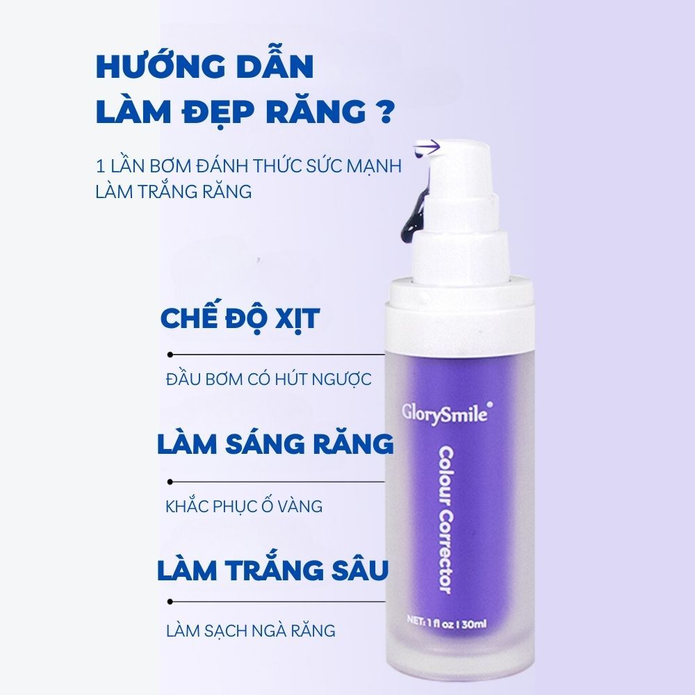 Serum trắng răng glory 30ml tại nhà cấp tốc smilee – kem đánh làm trắng răng V34