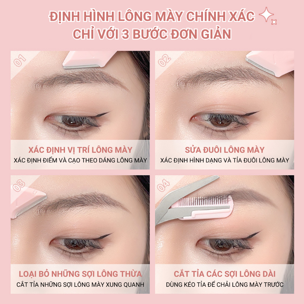 Bộ Dụng Cụ Cắt Tỉa Lông Mày KIYE Kèm Lược Chải Tiện Dụng Cho Người Mới Bắt Đầu