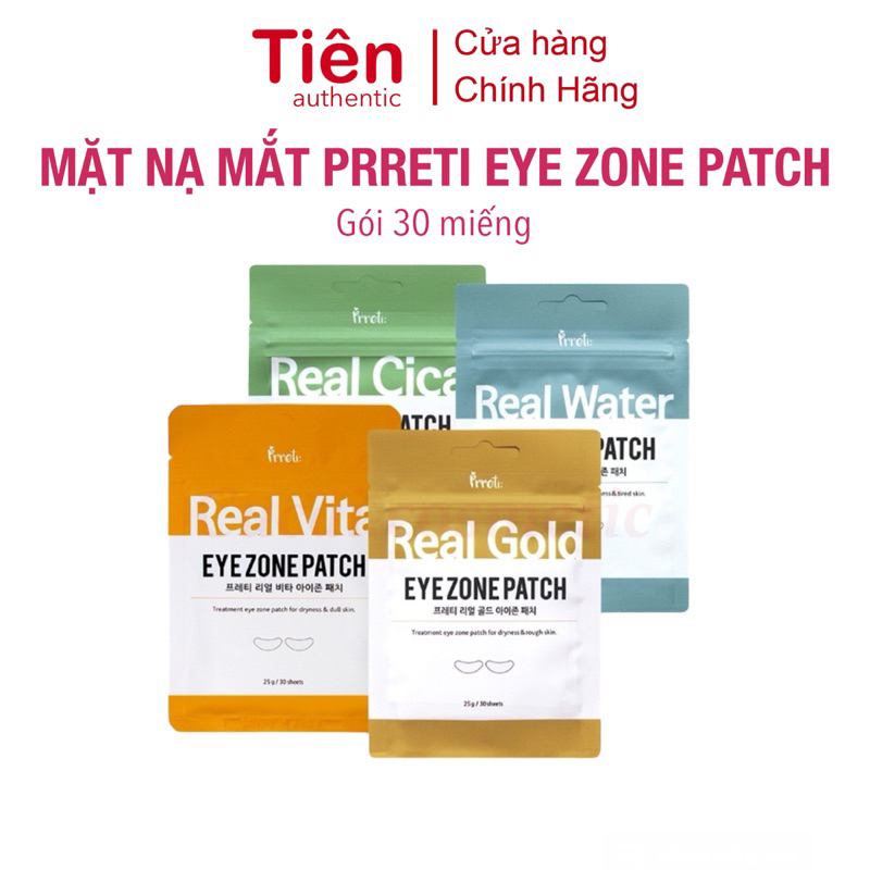 Gói 30 miếng Mặt nạ Giảm thâm, Cấp ẩm và Sáng da Vùng mắt Prreti Real Vita Eyezone Patch Hàn Quốc