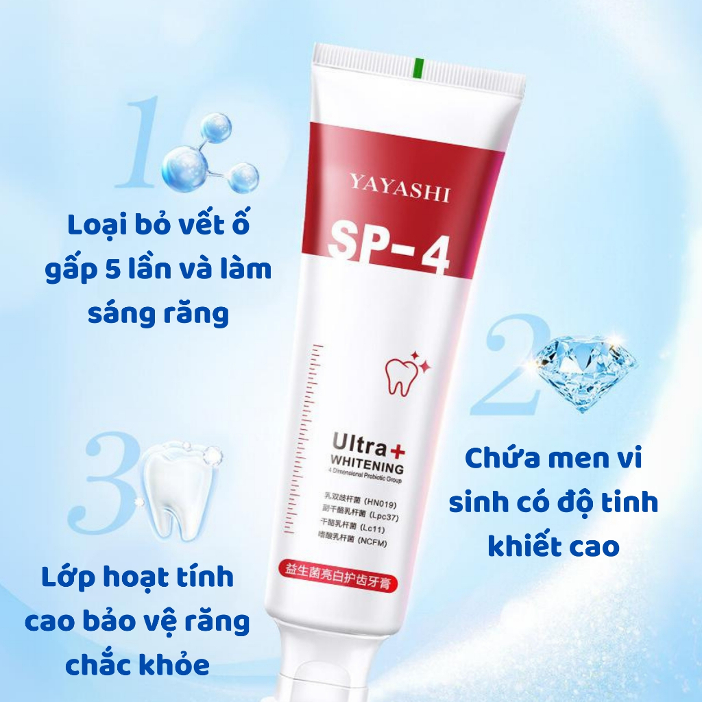 Kem đánh răng YAYASHI Sp-4 làm trắng răng, cải thiện vết ố vàng và giúp hơi thở thơm mát