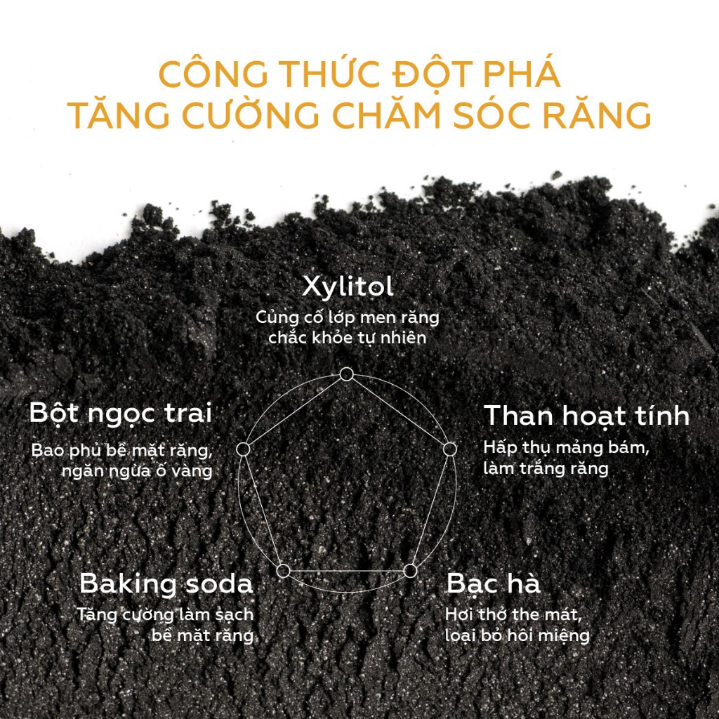 Bột trắng răng than Ngọc Trai UMIHA (30g) – Trắng răng với bột trắng răng thành phần Than hoạt tính, Canxi, Bột than tre