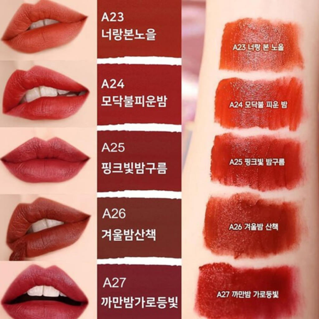 Son Kem lỳ Black Rouge Air Fit Velvet Tint Version 1,2,3,4,5,6,7,8,9