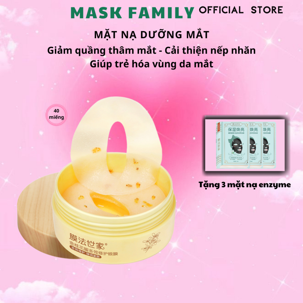 Mask Family mặt nạ dưỡng mắt làm tan bọng mắt làm mờ nếp nhăn quầng thâm mắt lọ 70ml (40 miếng)