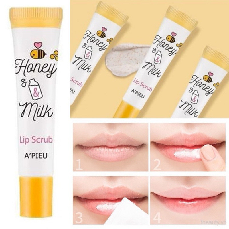 Bộ Son Dưỡng Môi Mật Ong Apieu Honey & Milk Lip Balm / Lip Scrub / Lip Oil / Lip Sleeping Pack