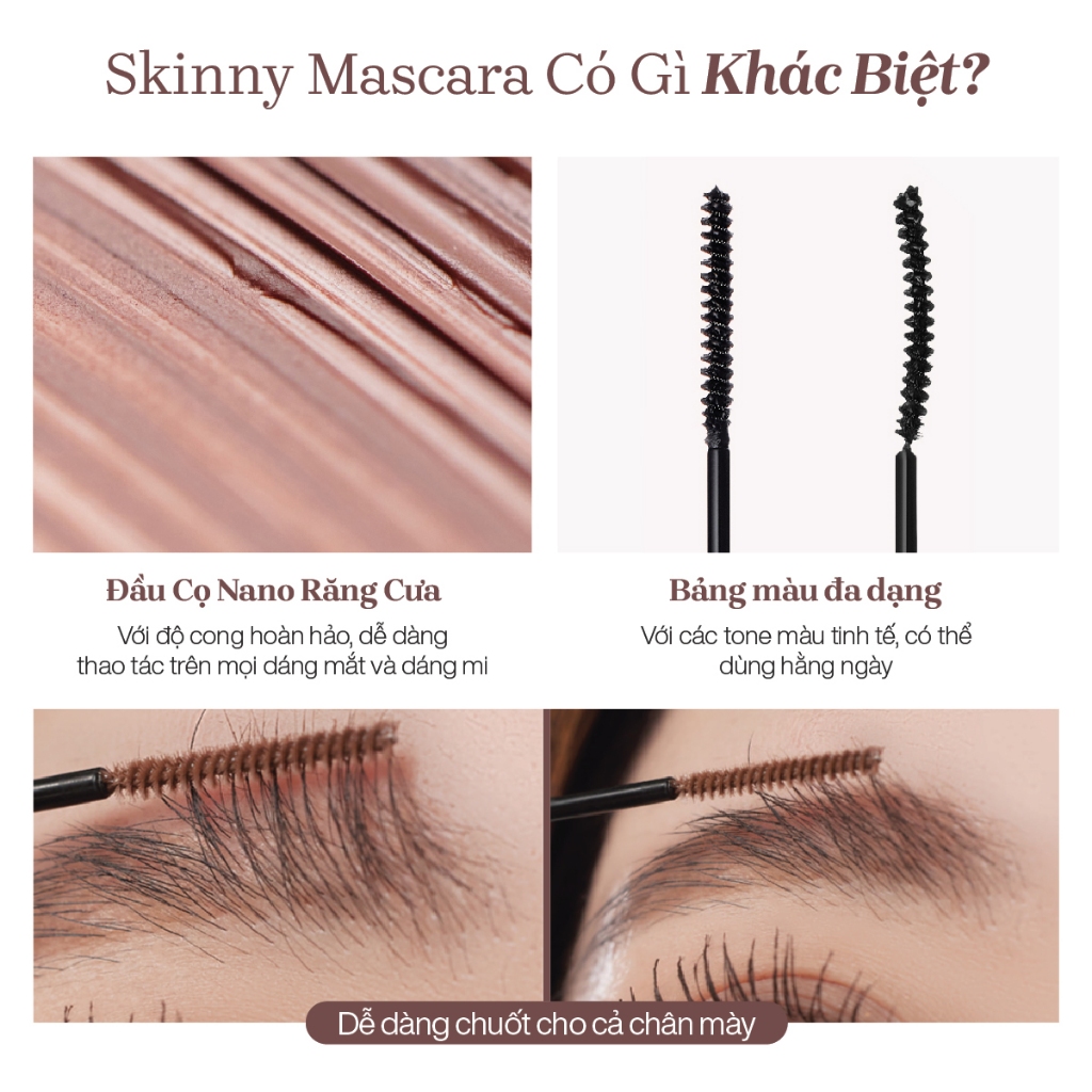 Mascara Chuốt Cong Dài Dày Mi Tự Nhiên mude Inspire Skinny Curling Mascara (3ml)