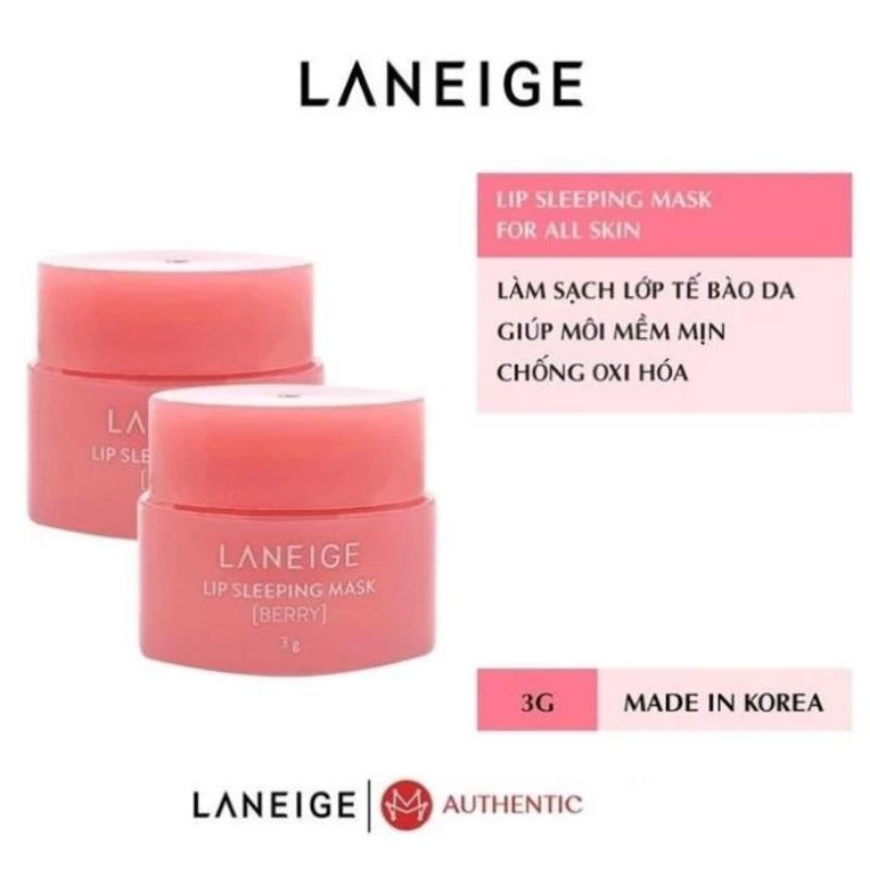 Mặt Nạ Ngủ Môi Laneige, Mặt Nạ Ngủ Môi Dưỡng Ẩm, Căng Bóng Mềm Mịn Hương Dâu Laneige Lip Sleeping Mask 3g,20g