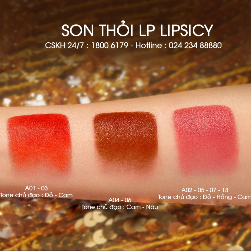 Son thỏi lì lipsicy dưỡng môi chuẩn màu lì mềm mượt lâu trôi son thiên nhiên dùng được cho bà bầu 4g